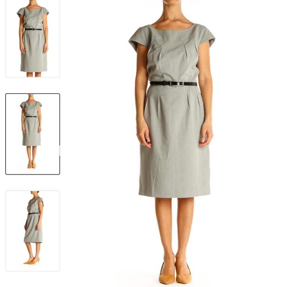 Calvin Klein Gray Solid Work Shift Dress Size 8 - image 1